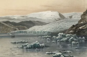 Tyndall Glacier, north-west Greenland (colour litho) Tyndall Glacier, north-west Greenland (colour litho)