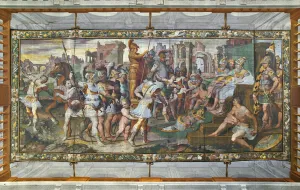 Ulysses and Ajax competing for the armor of Achilles before the courts, Ulysses Hall (fresco) Ulysses and Ajax competing for the armor of Achilles before the courts, Ulysses Hall (fresco)