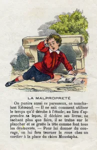 The unclean. Lazy and dirty child. Little boys alphabet The unclean. Lazy and dirty child. Little boys alphabet