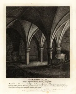 Underground vaults in Gerard's Hall Inn in Basing Lane, Bread Street, Cheapside, 1795 Underground vaults in Gerard's Hall Inn in Basing Lane, Bread Street, Cheapside, 1795