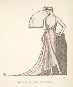 Une Robe du Soir de Worth, from a Collection of Fashion Plates, 1920 (pochoir print) Une Robe du Soir de Worth, from a Collection of Fashion Plates, 1920 (pochoir print)