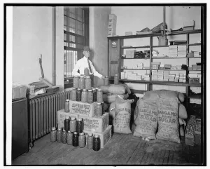 Utilization of confiscated bootleg paraphernalia, 1918-28 (b/w photo) Utilization of confiscated bootleg paraphernalia, 1918-28 (b/w photo)