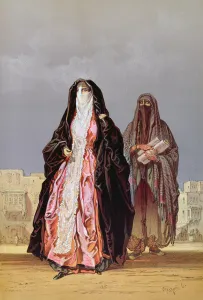 Veiled women, from Souvenir of Cairo, 1862 (colour litho) Veiled women, from Souvenir of Cairo, 1862 (colour litho)