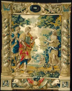 Venus tells Aeneas and his friend Achates to go to Carthage, 1679 (silk & wool) Venus tells Aeneas and his friend Achates to go to Carthage, 1679 (silk & wool)