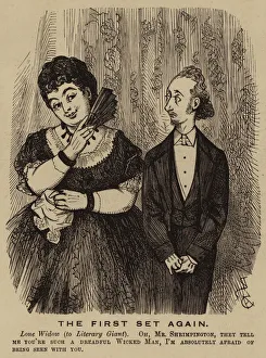 Victorian widow flirting with an author (engraving) Victorian widow flirting with an author (engraving)