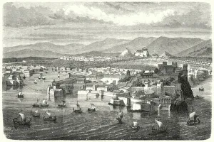 View of ancient Athens from Piraeus (engraving) View of ancient Athens from Piraeus (engraving)