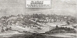 View of ancient Birmingham, England in the 17th century View of ancient Birmingham, England in the 17th century