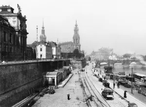 View of Dresden from the Bruehlsche Terrasse on the Katholische Hofkirche, c View of Dresden from the Bruehlsche Terrasse on the Katholische Hofkirche, c