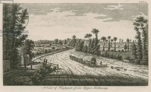 A view of Highgate, London, from Upper Holloway (engraving) A view of Highgate, London, from Upper Holloway (engraving)
