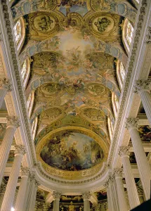 View of the King's Gallery and vaulted ceiling depicting God among angels View of the King's Gallery and vaulted ceiling depicting God among angels