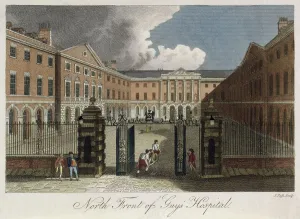 View of the north front of Guy's Hospital, Southwark View of the north front of Guy's Hospital, Southwark