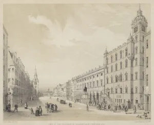 View of the Trongate of Glasgow about the year 1750 (engraving) View of the Trongate of Glasgow about the year 1750 (engraving)