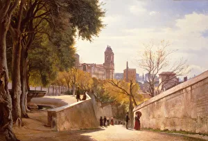 View of Viale Trinita dei Monti with Villa Medici's Fountain, seen from Via di San Sebastianello, Rome View of Viale Trinita dei Monti with Villa Medici's Fountain, seen from Via di San Sebastianello, Rome