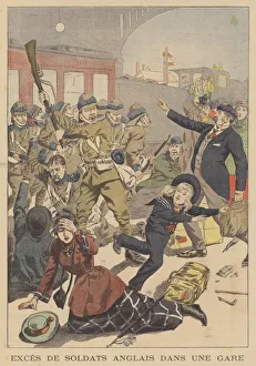 Violence by British soldiers in a railway station (colour litho) Violence by British soldiers in a railway station (colour litho)