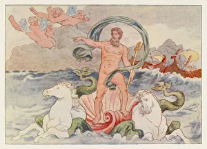 Virgil's Aeneid: Neptune stilling the Waves (colour litho) Virgil's Aeneid: Neptune stilling the Waves (colour litho)