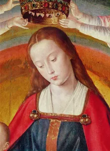 The Virgin Mary with her Crown, detail of the Coronation of the Virgin, centre panel The Virgin Mary with her Crown, detail of the Coronation of the Virgin, centre panel