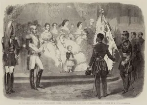 The War, Presentation to the Empress-Regent Eugenie of an Austrian Flag taken at Magenta (engraving) The War, Presentation to the Empress-Regent Eugenie of an Austrian Flag taken at Magenta (engraving)