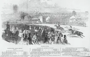 Warwick Races, from The Illustrated London News, 12th April 1845 (engraving) Warwick Races, from The Illustrated London News, 12th April 1845 (engraving)
