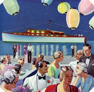 A Waterfront Party by a Yacht, 1932 (screen print) A Waterfront Party by a Yacht, 1932 (screen print)