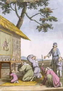 Wayside Taoist shrine in the countryside, from Costume dei Wayside Taoist shrine in the countryside, from Costume dei