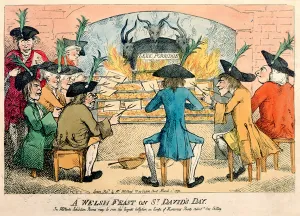 A Welsh Feast on St. Davids Day, 1790 (colour etching) A Welsh Feast on St. Davids Day, 1790 (colour etching)