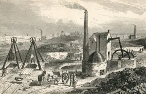 Whimsey or engine drawing coal in the Staffordshire Collieries, from Cyclopaedia Whimsey or engine drawing coal in the Staffordshire Collieries, from Cyclopaedia