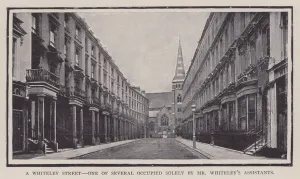 A Whiteley Street, one of several occupied solely by Mr Whiteley's assistants (b/w photo) A Whiteley Street, one of several occupied solely by Mr Whiteley's assistants (b/w photo)