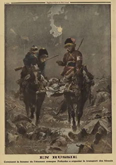 Widow of Cossack ataman Poltenko assisting with the transport of wounded soldiers, Russia, World War I Widow of Cossack ataman Poltenko assisting with the transport of wounded soldiers, Russia, World War I