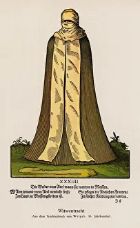 Widow, from Hans Weigel's Book of Costume, 1577 (colour litho) Widow, from Hans Weigel's Book of Costume, 1577 (colour litho)
