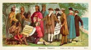 William Penn's treaty with the North American Indians, 1682 (chromolitho) William Penn's treaty with the North American Indians, 1682 (chromolitho)
