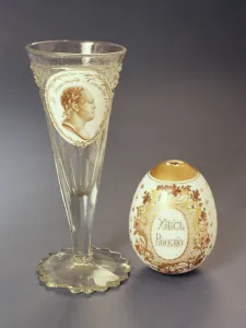 Wine glass with opaque plaque bearing portrait of Alexander I (1777-1825) c Wine glass with opaque plaque bearing portrait of Alexander I (1777-1825) c