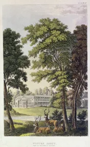Woburn Abbey, from Ackermanns Repository of Arts, 1828 (colour litho) Woburn Abbey, from Ackermanns Repository of Arts, 1828 (colour litho)