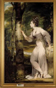 A woman of great elegance gives a name on a tree trunk in a romantic atmosphere A woman of great elegance gives a name on a tree trunk in a romantic atmosphere