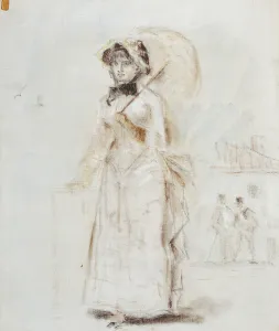 Woman Walking with open Umbrella; Femme en Promenade tenant une Ombrelle ouverte Woman Walking with open Umbrella; Femme en Promenade tenant une Ombrelle ouverte