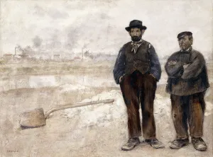 The Two Workmen, (oil on cardboard laid down on a cradled panel) The Two Workmen, (oil on cardboard laid down on a cradled panel)