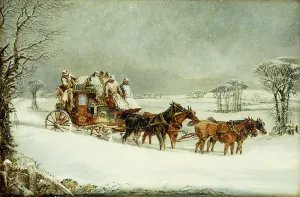 The York to London Royal Mail on the Open Road in Winter, (oil on panel) The York to London Royal Mail on the Open Road in Winter, (oil on panel)