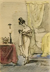 Young Lady at Home (ink & w/c on paper) 2:Jeune fille dans un interieur; intimite; Young Lady at Home (ink & w/c on paper) 2:Jeune fille dans un interieur; intimite;