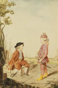 The Two Youthful de Neuville Brothers, on a Quay, 1767 (black lead, red chalk The Two Youthful de Neuville Brothers, on a Quay, 1767 (black lead, red chalk