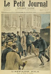 The Zola Affair: Emile Zola (1840-1902) at the Palais de Justice, cover of Le Petit Journal The Zola Affair: Emile Zola (1840-1902) at the Palais de Justice, cover of Le Petit Journal