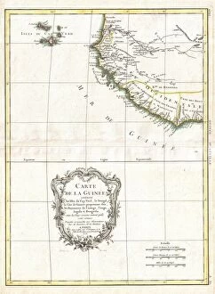 Maps Collection: 1771, Bonne Map of the Guinea Coast of West Africa and the Cape Verde Islands, Rigobert