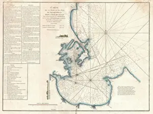 Old World Map Collection Prints: 1775, Mannevillette Map of Trincomalee, Ceylon or Sri Lanka, topography, cartography