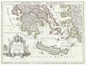 1794, Delisle Map of Southern Ancient Greece, Greeks Isles, and Crete, topography 1794, Delisle Map of Southern Ancient Greece, Greeks Isles, and Crete, topography