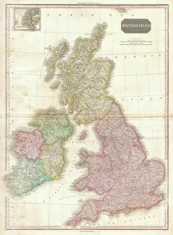 Prints of 1818, Pinkerton Map of the British Isles, England, Scotland, Ireland, John Pinkerton, 1758 - 1826, Scottish antiquarian, cartographer, UK Map Prints: Pinkerton Map of the British Isles, 1818 Print