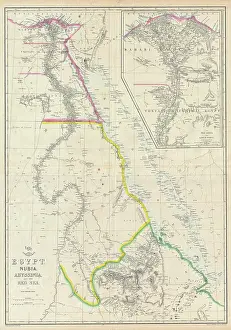 Ancient Geography Illustrations Prints: 1858, Dispatch Atlas Map of Egypt