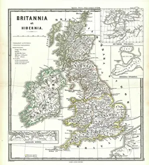 Prints of 1865, Spruner Map of the British Isles, England, Scotland, Ireland Map Prints: Spruner Map of the British Isles Print, 1865