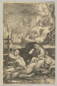 Agony Garden Passion Christ ca 1623 Engraving Agony Garden Passion Christ ca 1623 Engraving