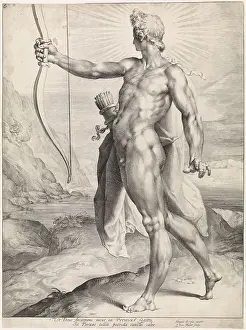 Bow And Arrow Art Prints: Apollo kills Python dragon bow arrow bottom margin