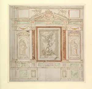 Saint Michael Artwork Prints: Architectural Design Monumental Altar Composition