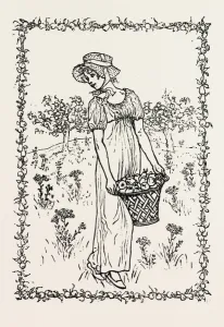 Autumn. From Kate Greenaways Almanac, ENGRAVING 1882 Autumn. From Kate Greenaways Almanac, ENGRAVING 1882