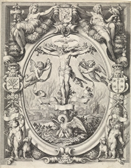 Blazon of the Chamber of Rhetoric The Pellicaen Haarlem, with the crucifixion in Blazon of the Chamber of Rhetoric The Pellicaen Haarlem, with the crucifixion in